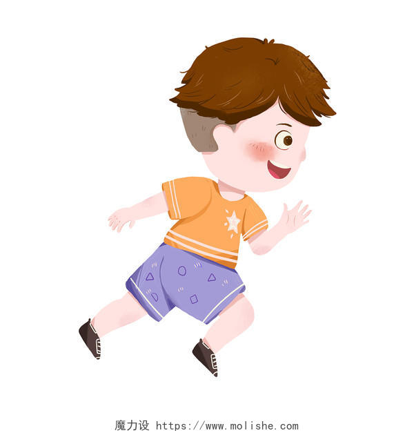 跑步的儿童夏天卡通人物PNG素材跑步奔跑